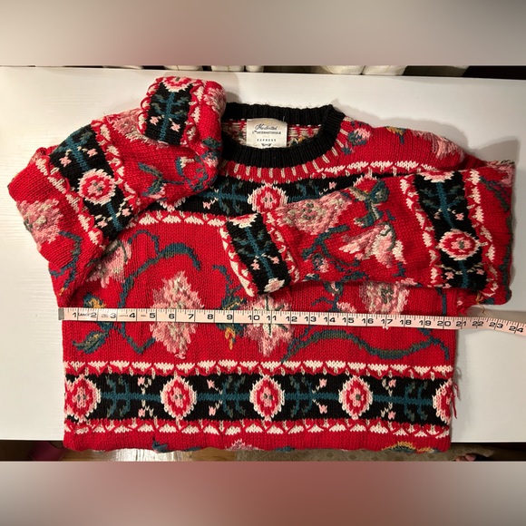 Vintage Thick cotton hand knit festive Express Internationale sweater - Picture 7 of 8